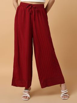 SHOWOFF - Women Maroon Stripes Trouser