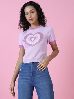 SHOWOFF - Women Lavender Heart Printed Top