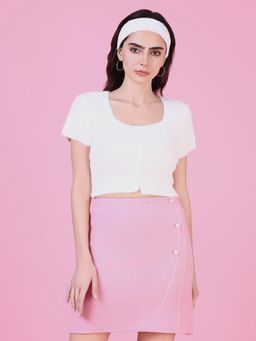 SHOWOFF - Women White Solid Crop Top