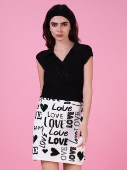 SHOWOFF - Women Black Solid Fitted Top