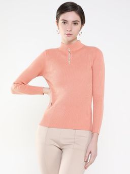 SHOWOFF - Women Solid Peach Fitted Top