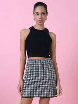 SHOWOFF - Women Black Solid Crochet Crop Top