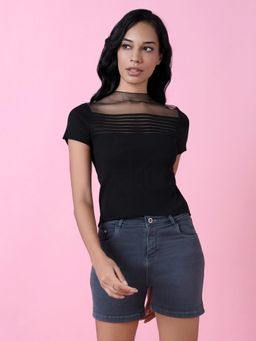 SHOWOFF - Women Black Solid Top