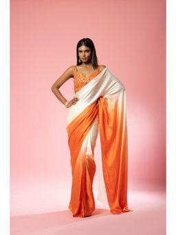 Quench A Thirst - Orange Ombre Saree with Stitched Blouse