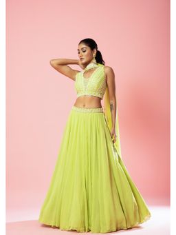 Quench A Thirst - Green Embroidered Lehenga with Blouse and Dupatta