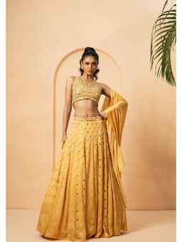 Quench A Thirst - Golden Mirror Lehenga with Blouse and Dupatta