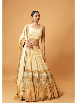 Quench A Thirst - Golden Ombre Lehenga with Blouse and Dupatta