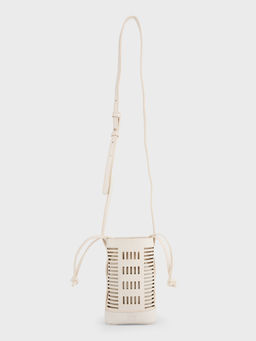 IYKYK by Nykaa Fashion - Off White Cutwork Vertical Sling Bag with Pouch for Women (Set of 2)