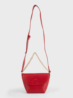 IYKYK by Nykaa Fashion - Red Gold Chain Link Handle Sling Bag for Women