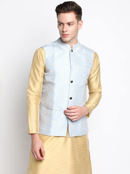 Devoiler - Men Blue Woven Nehru Jacket