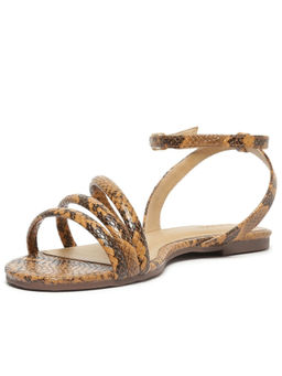 IRUSSH - Memory Foam Tan Snake Ankle Buckle Sandals