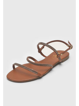 IRUSSH - Memory Foam Tan Ankle Buckle Sandals