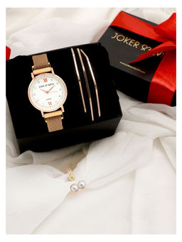 Joker and Witch - Joker & Witch Lifetime White Love Triangle Watch & Bracelet With Ring For Women (Pack of 3) (JWLT46)