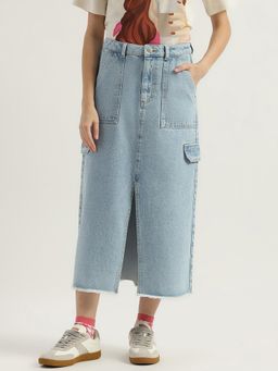 United Colors of Benetton - Blue Solid Regular Fit Skirt