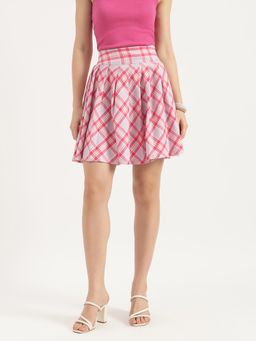 United Colors of Benetton - Pink Checks Regular Fit Skirt