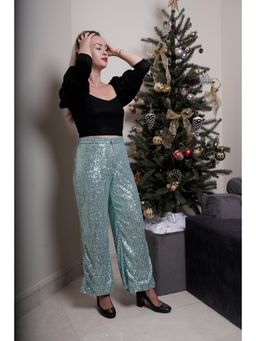 ASHTAG - Blue Embellished Regular Fit Trouser