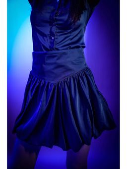 ASHTAG - Navy Blue Solid Regular Fit Skirt