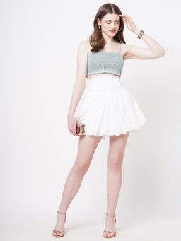 ASHTAG - White Solid A-Line Fit Skirt