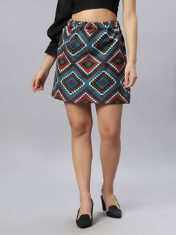 ASHTAG - Multi-Color Printed Regular Fit Skirt