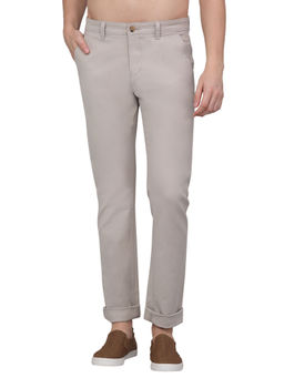 Cantabil - Men Beige Solid Stretchable Casual Trouser