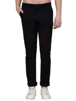 Cantabil - Men Black Solid Stretchable Casual Trouser