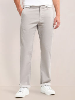 U.S. POLO ASSN. - Solid Grey Cotton Straight Fit Casual Trouser
