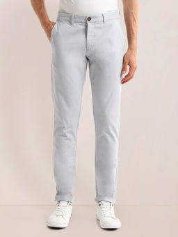 U.S. POLO ASSN. - Solid Grey Cotton Slim Fit Casual Trouser