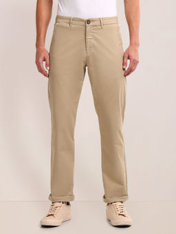 U.S. POLO ASSN. - Solid Khaki Cotton Straight Fit Casual Trouser