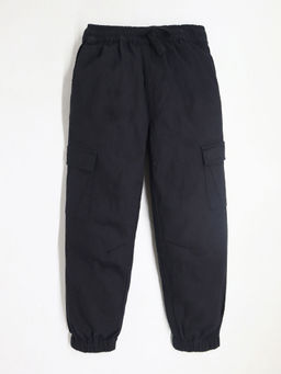CHERRY CRUMBLE BY NITT HYMAN - Boys Solid Mid Rise Tapered Black Joggers