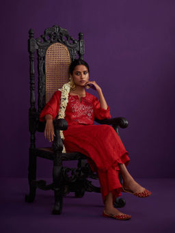 PINK CITY BY SARIKA - Crushed Kurta with Pant (Set of 2)