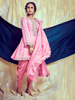 PINK CITY BY SARIKA - Leheria Kurta with Dhoti (Set of 2)