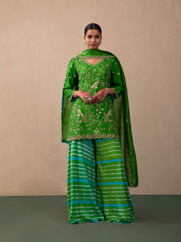 PINK CITY BY SARIKA - Leheriya Kurti with Sharara and Dupatta (Set of 3)