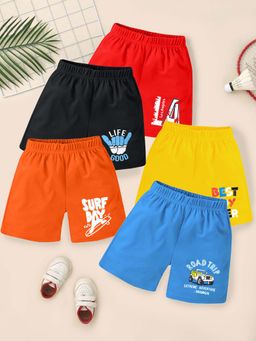 Kuchipoo - Boys Regular Fit Cotton Shorts (Pack of 5)