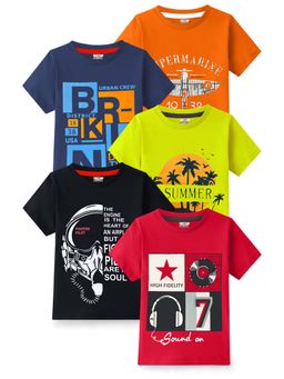 Kuchipoo - Boys Regular Fit Half Sleeves Cotton T-Shirts (Pack of 5)