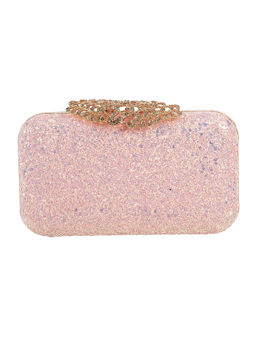 Mochi - Pink Mirror Work Faux Leather Clutch