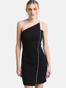 Kazo - Black Mini Dress with Gold Chain