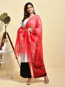 Gahan - Red Colour Silk Blend Dupatta