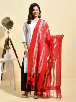 Gahan - Red Colour Organza Dupatta