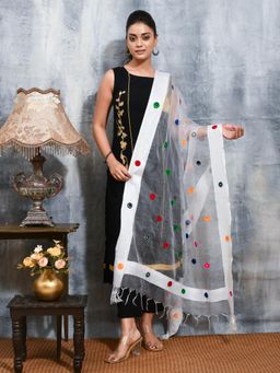Gahan - White Colour Organza Dupatta