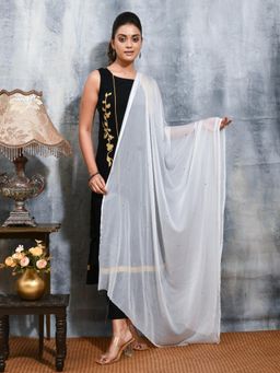 Gahan - White Colour Chiffon Dupatta