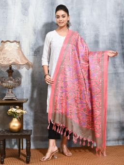Gahan - Pink Colour Silk Blend Dupatta