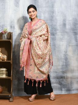 Gahan - Off White Colour Silk Blend Dupatta