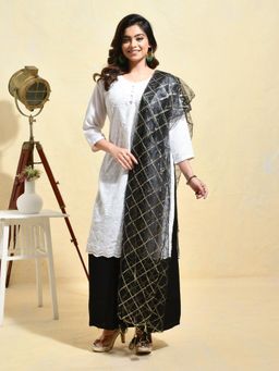 Gahan - Black Colour Net Dupatta