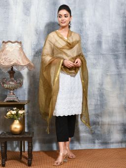 Gahan - Gold Colour Cotton Blend Dupatta