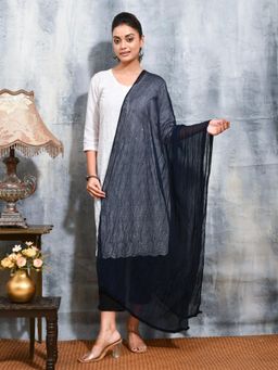 Gahan - Navy Blue Colour Chiffon Dupatta