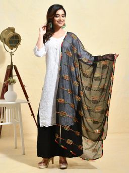 Gahan - Black Colour Chiffon Dupatta