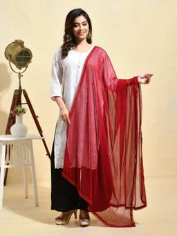 Gahan - Maroon Colour Chiffon Dupatta