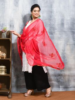 Gahan - Pink Colour Chiffon Dupatta