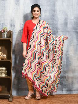 Gahan - Off White Colour Silk Blend Dupatta