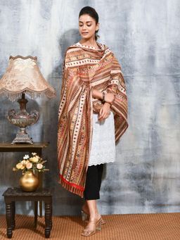 Gahan - Off White Colour Silk Blend Dupatta